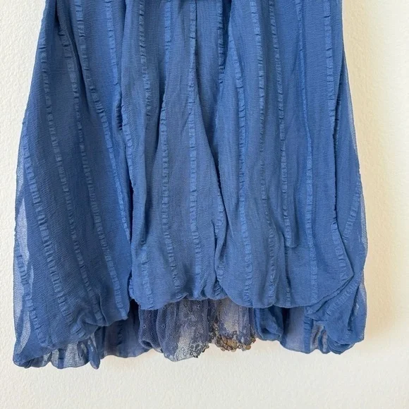 Free People Elisas Off the Shoulder Gold Sequin Blue Top XS SAMPLE - Picture 8 of 15